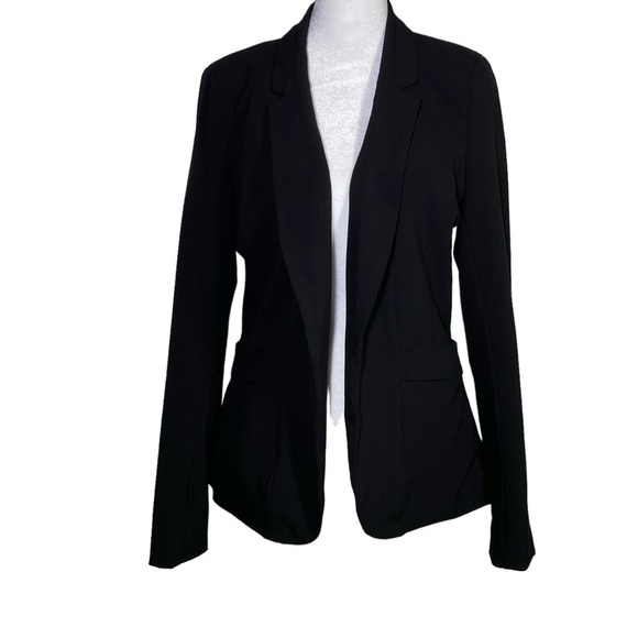 Candie's women's size Medium Black open front blazer jacket lined front pockets - Picture 5 of 6